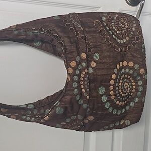 WILD WEST Made in Boulder, Colorado Tapestry  Hobo Bag - brown/gold/teal